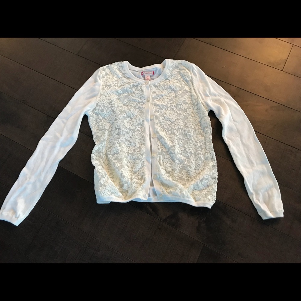 White button down sweater